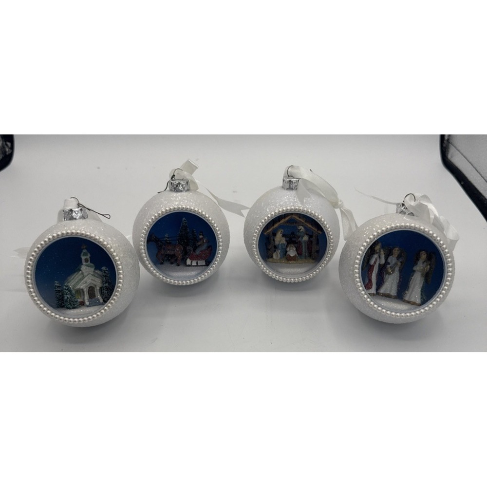 Mr. Christmas Diorama Lighted Ornaments Set of 4 Christmas And Nativity Scene 3"